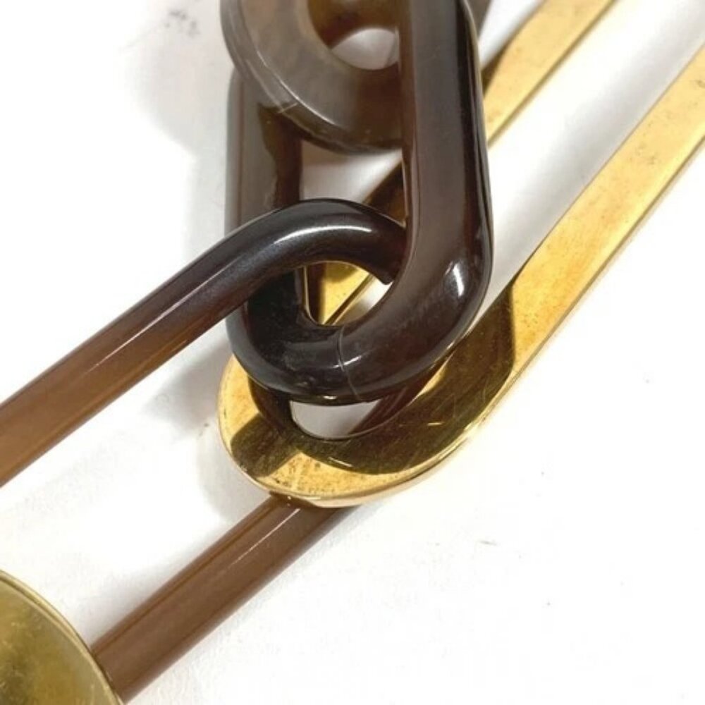 HERMES logo water buffalo Necklace Buffalo horn Brown/Gold - Picture 13 of 13